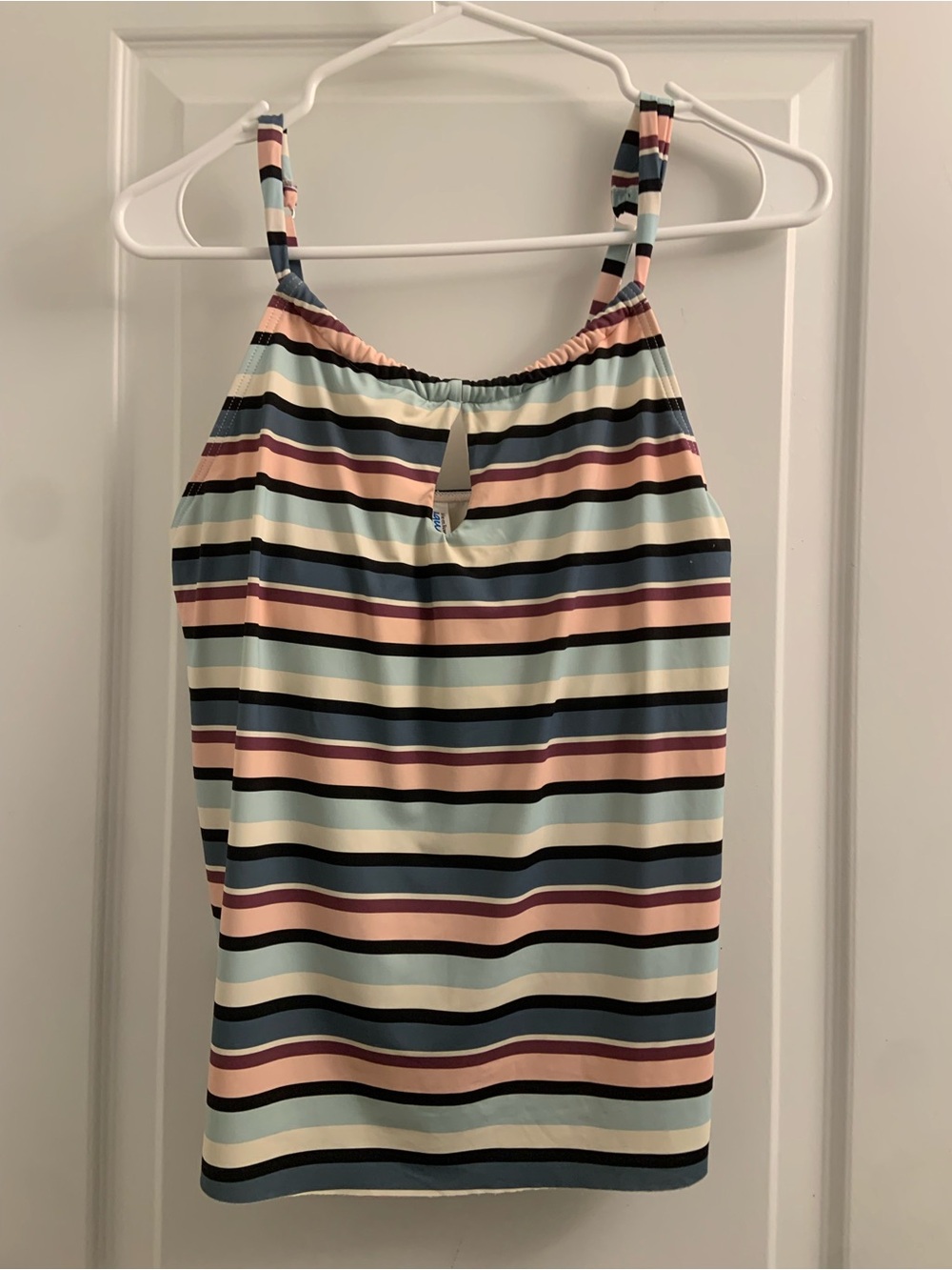 La vie on rose Striped Tankini Top in Cream, Blue & Pink